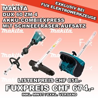 Makita DUX 60 ZM 4 Akku-CombiExpress mit Schneefräser-Aufsatz